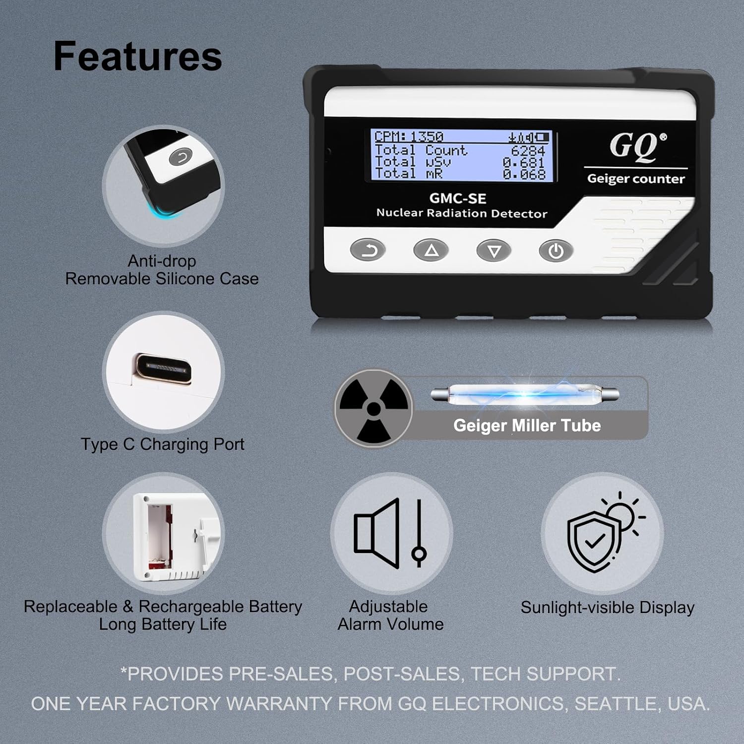 GMC-SE Geiger Counter Radiation Detector Beta Gamma X-ray Portable Radiation Monitor Meter Digital Nuclear Radiation