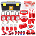50-Piece Lockout Tagout Kit with 4 Keyed-Different Padlocks & Toolbox