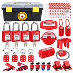 50-Piece Lockout Tagout Kit with 4 Keyed-Different Padlocks & Toolbox