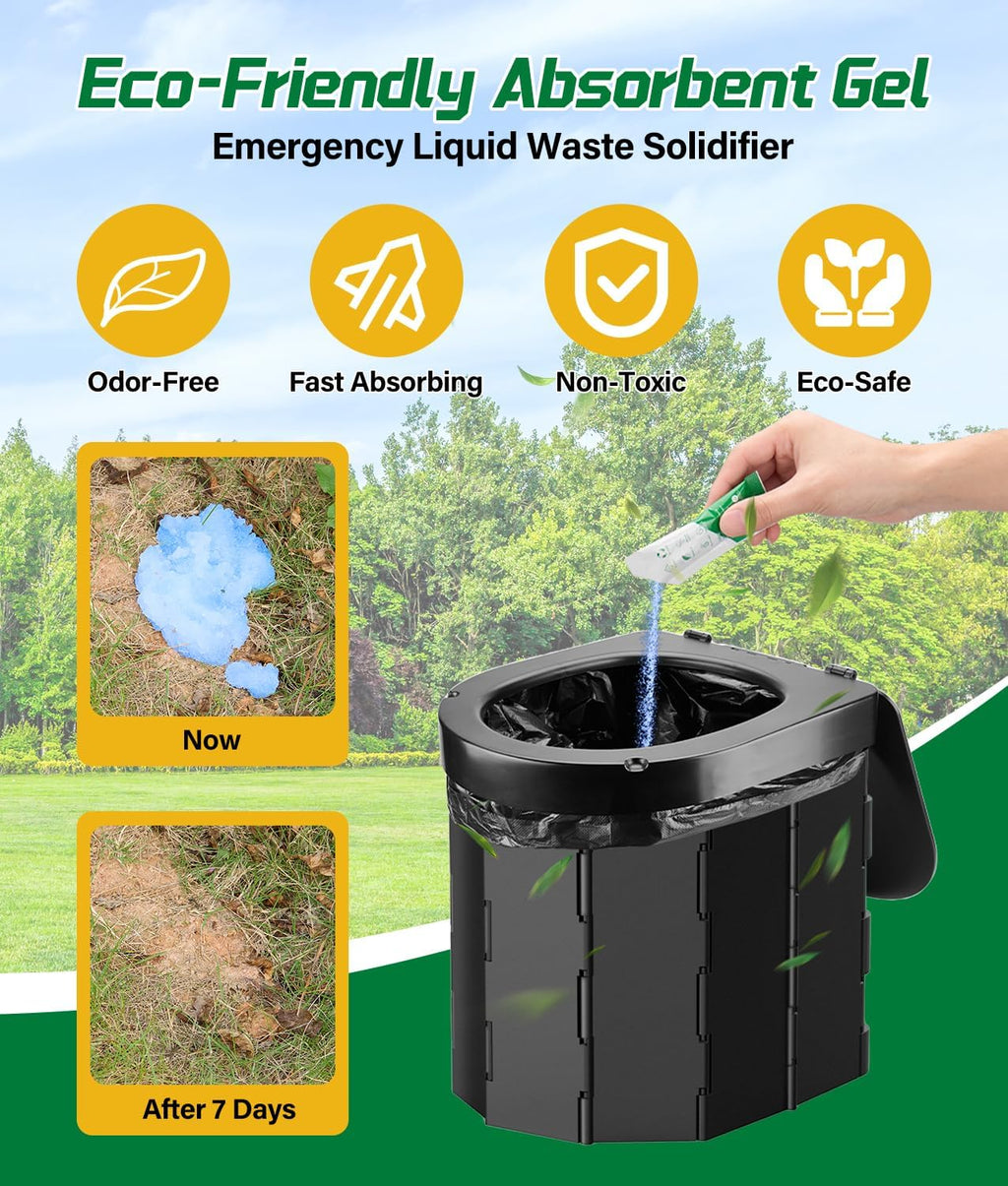 40 Portable Toilet Bags with 40 Poo Gel Set | 12 Gallon Camping Toilet Bag with Eco Super Absorbent Power,Emergency