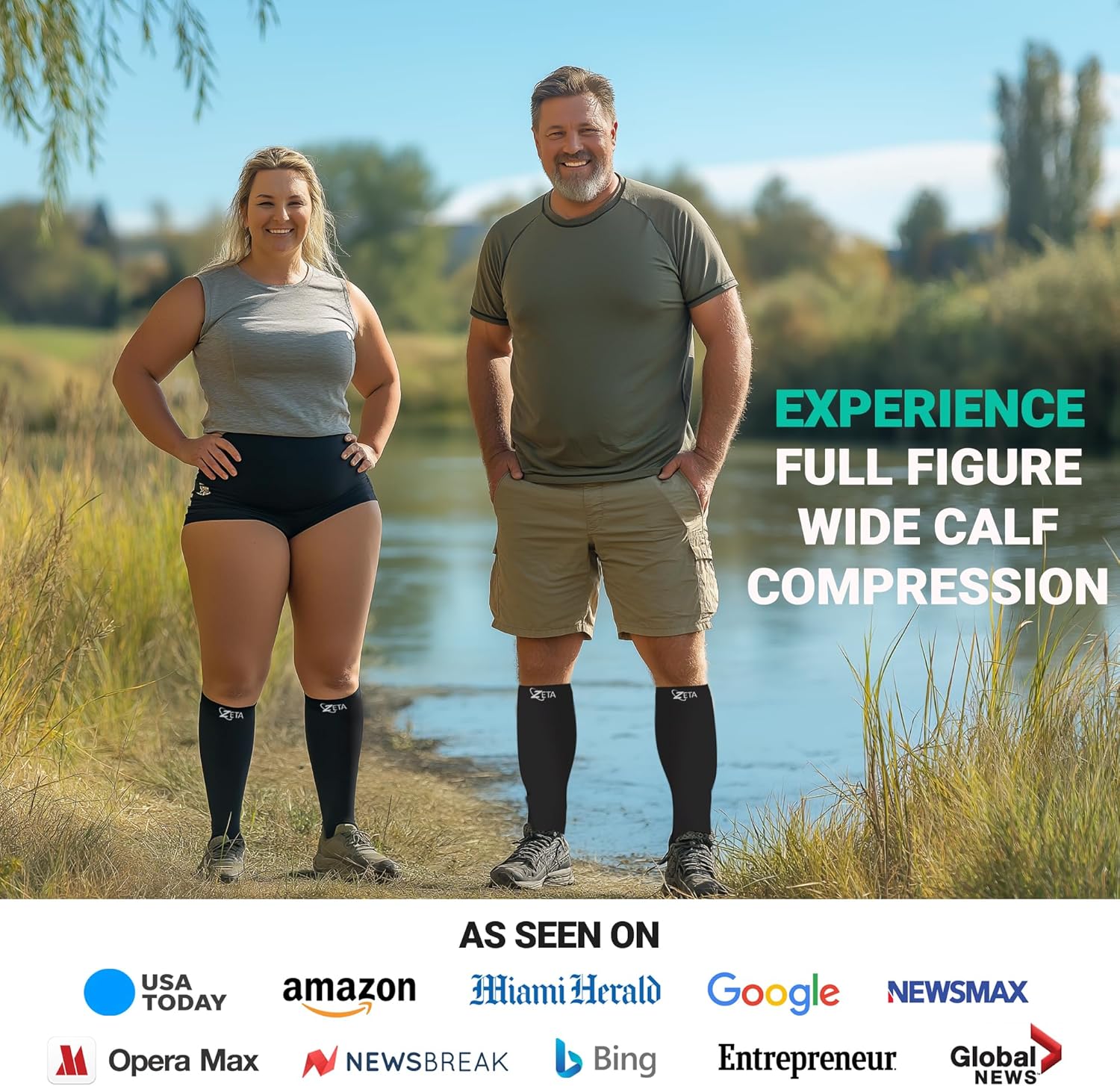 Plus Size Calf Compression Sleeves for Women and Men, Wide Calf Footless 15-19 mmHg, 2XL-6XL