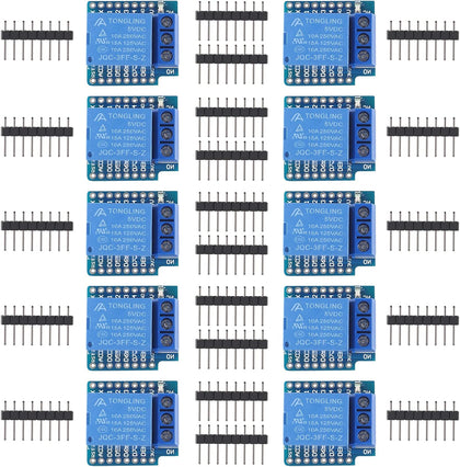 10pcs 5V Mini Relay Shield 5V Relay Module 1 Channel 5V Relay Shield for WeMos D1 Mini also Compatible with Arduino