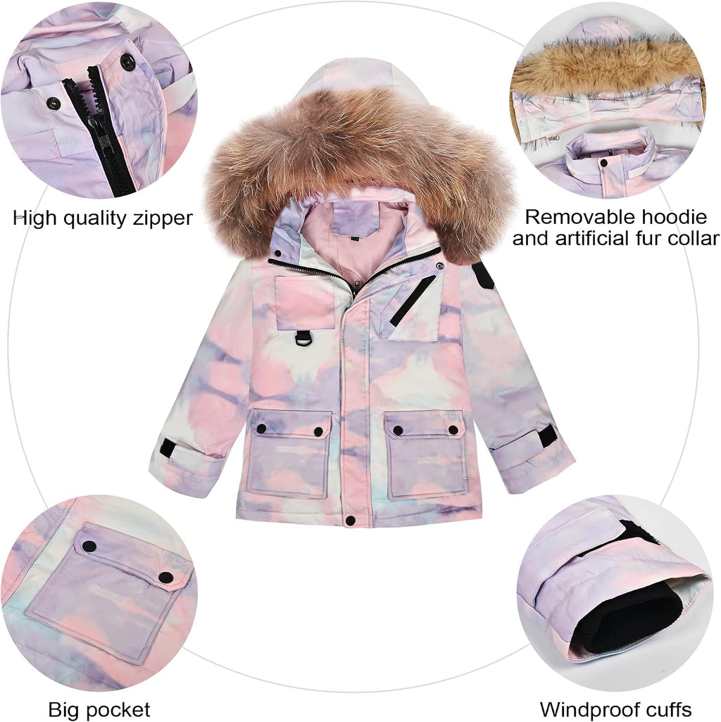 2-Piece Toddler Snow Suit, Baby Snowsuit, Infant Snowsuit Toddler Girl Boy Snowsuit, Kids Winter Coat Snow Pant 2-8T