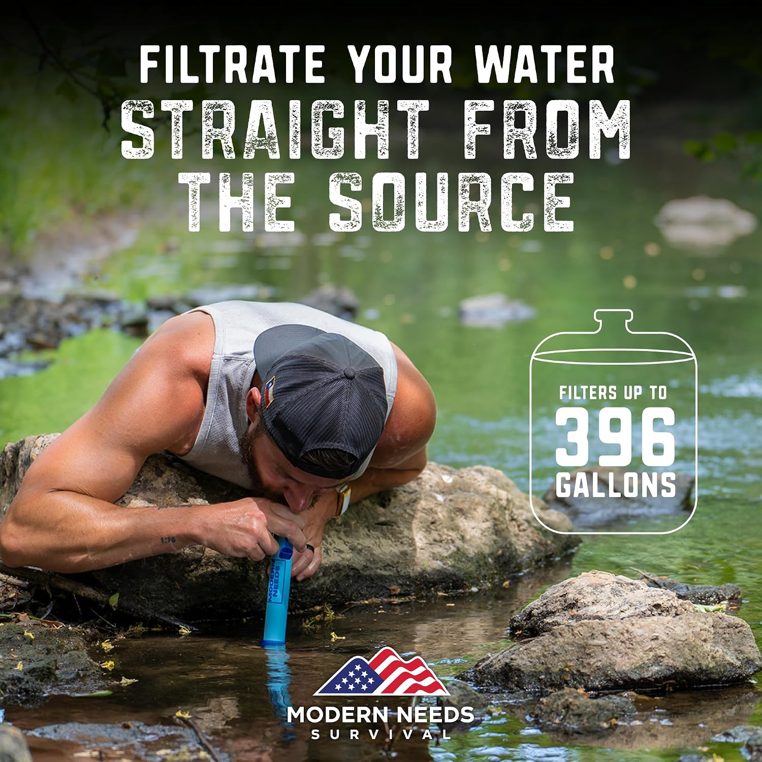 Ready Filter Personal Water Filter Straw | Backpacking Water Filter for Hiking & Camping | Portable Water Purifier