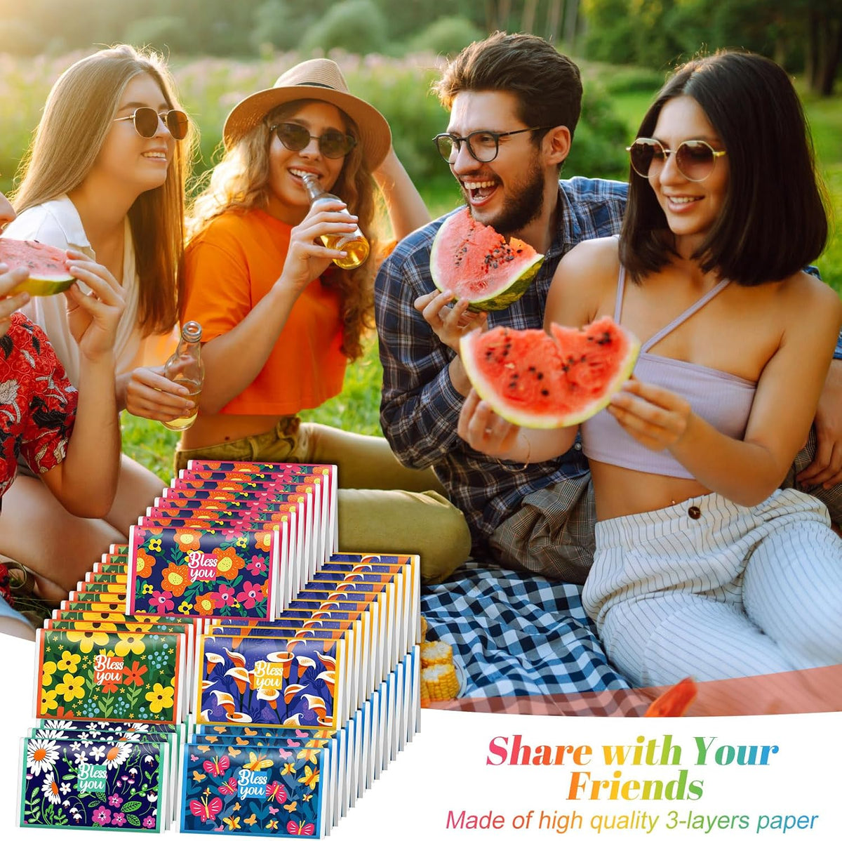 60 Pack Wildflower Bless You Travel Pocket Tissues Bulk
