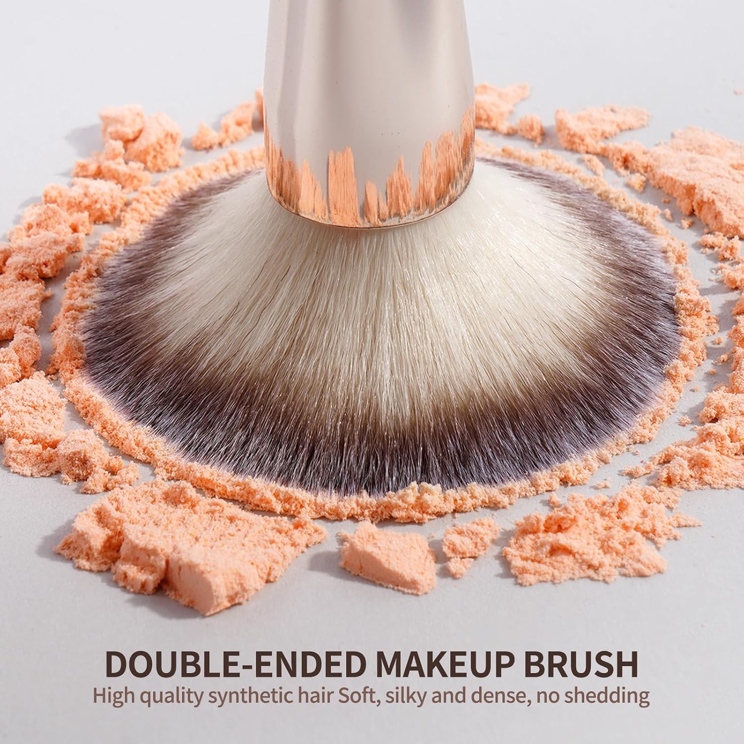 Foundation Makeup Brushes, 2Pcs Double Ended Makeup Brush for Blending Liquid Powder Concealer Cream Blush Buffe (Gold)