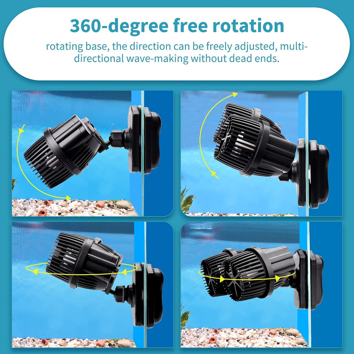 2100GPH Double Head Aquarium Wave Maker, Quiet 5W Aquarium Circulation Pump, with Strong Magnetic Suction Base
