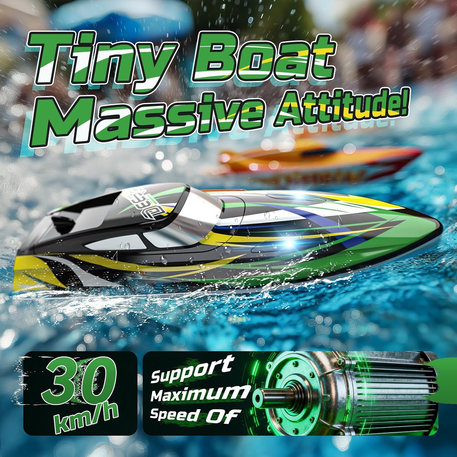 Fast RC Boat for Kids, 20+MPH, Capsize Recovery,24+ Mins | High Speed Remote Control Boat with LED Lights, 2xLi-ion