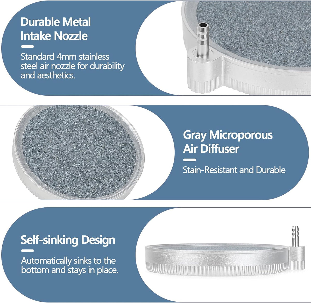 2 Inch 2 Pack Nano Air Stone, High Dissolved Oxygen Diffuser