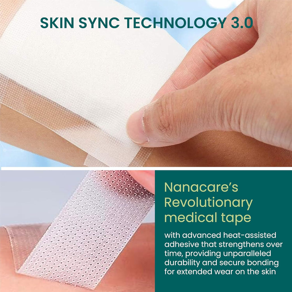 Clear Medical Tape Waterproof, 4 Rolls - 1 inch x 10 yds + 10 pc Gauze Pads - Hypoallergenic Surgical Tape for Wound
