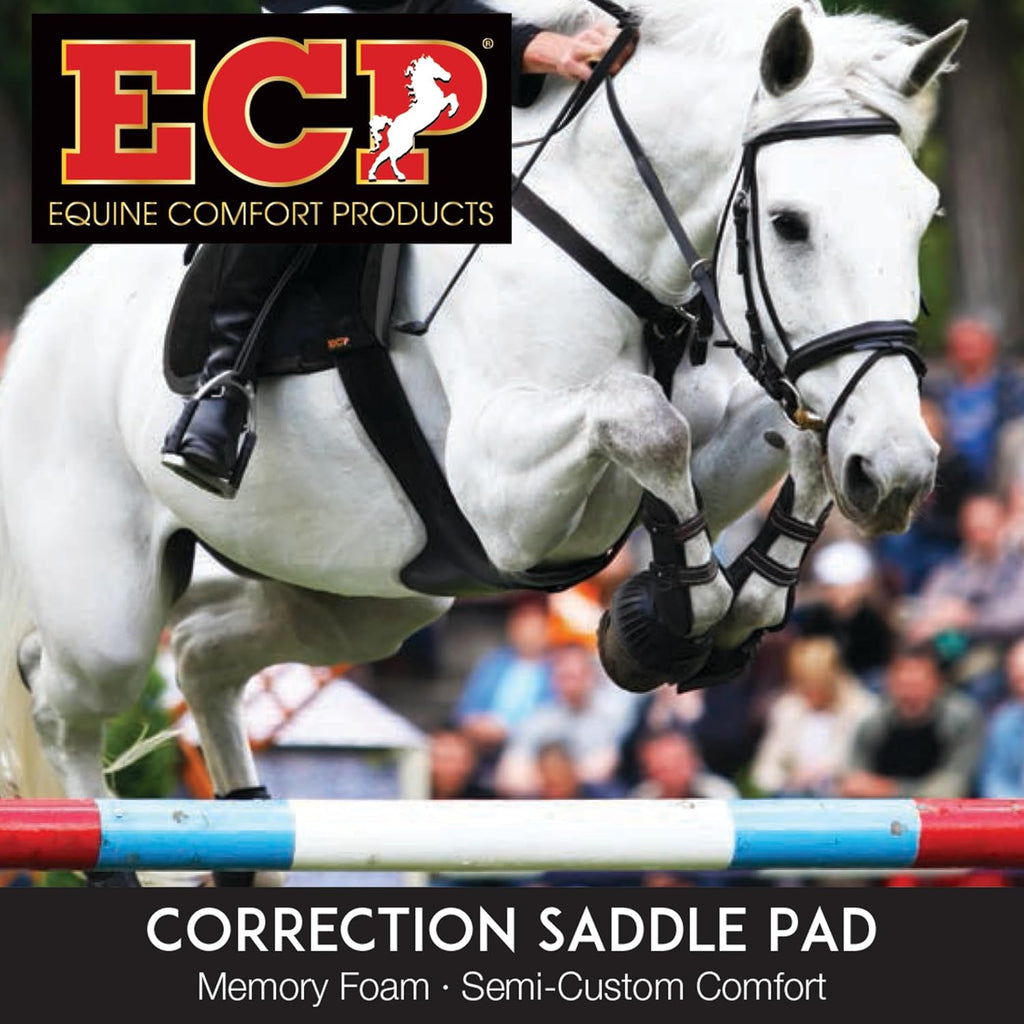 All-Purpose Contoured Correction Saddle Pad with Adjustable Memory Foam Inserts for Custom Support, Non-Slip, Shock