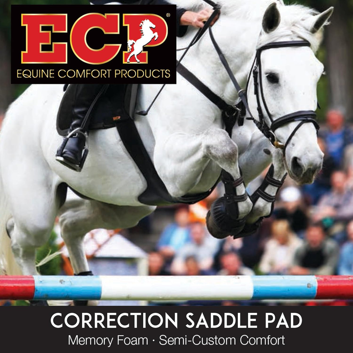 All-Purpose Contoured Correction Saddle Pad with Adjustable Memory Foam Inserts for Custom Support, Non-Slip, Shock