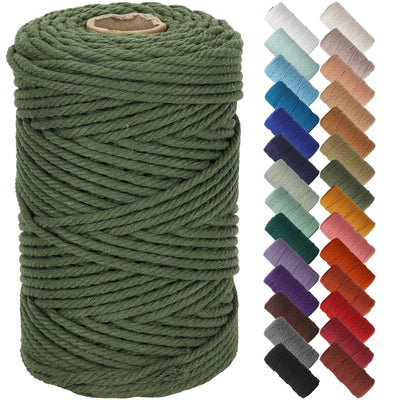 Olive Green Macrame Cord 5mm x 109yards Cotton Rope Macrame Yarn