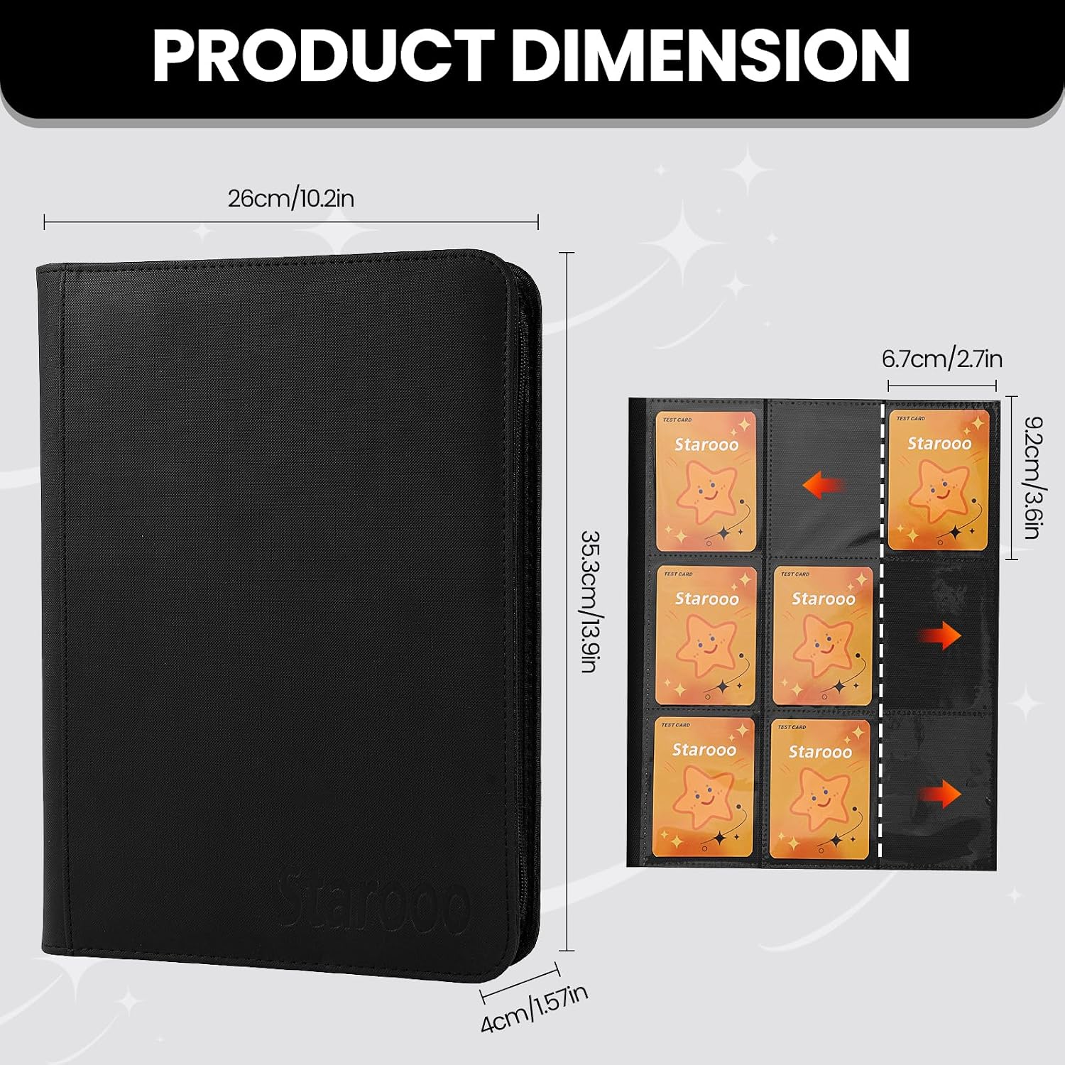 9 Pocket Card Binder, Premium Zip Trading Card Binder, 540 cards, Side-Loading Pages, Folder for Collectible Card