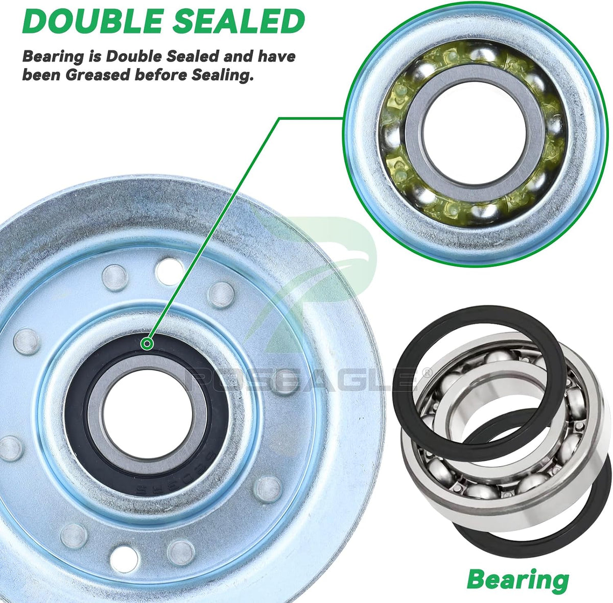 2 Pack GY22172 Idler Pulley for John Deere 42" 48" D140 L130 Decks