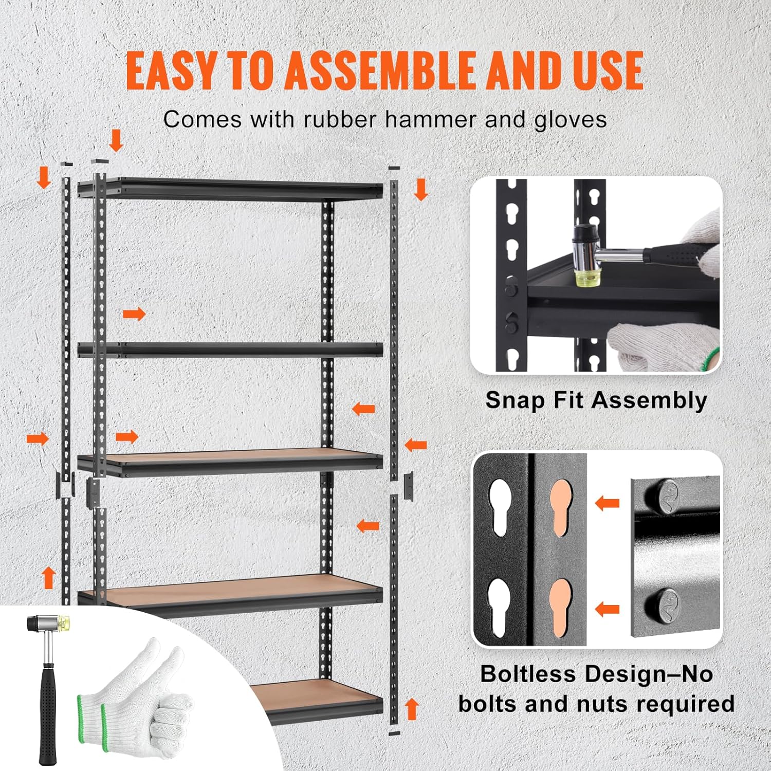 Storage Shelving Unit, 5-Tier Adjustable, 2000 lbs Capacity, Heavy Duty Garage Shelves Metal Organizer Utility Rack