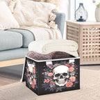 Skull Storage Bins with Lids and Carrying Handle,Foldable Storage Boxes Organizer Containers Baskets Cube with Cover
