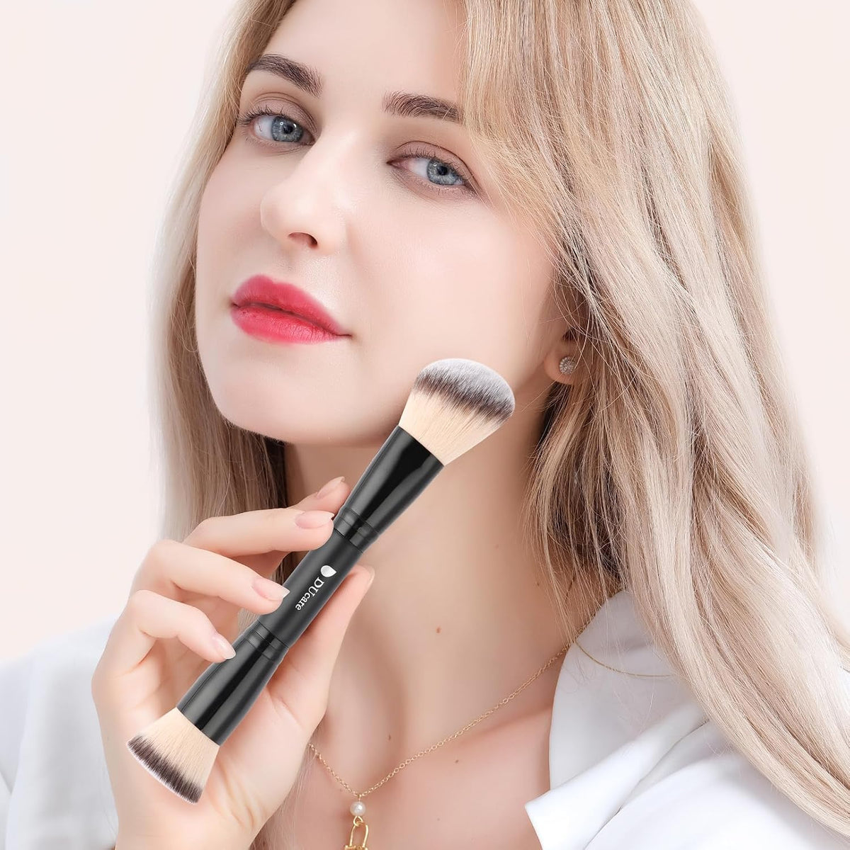 Foundation Makeup Brushes, 2Pcs Premium Dual-Ended Makeup Brush Foundation, Powder, Buffer & Contour Brushes for