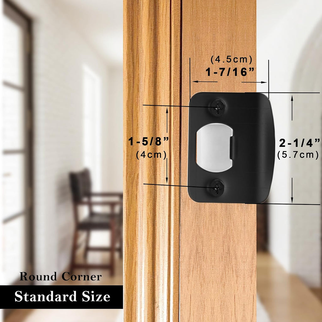 Door Strike Plate for Interior Doors, Matte Black, 1 Pack | 2-1/4"x1-3/4" Security Reinforcement Door Lock