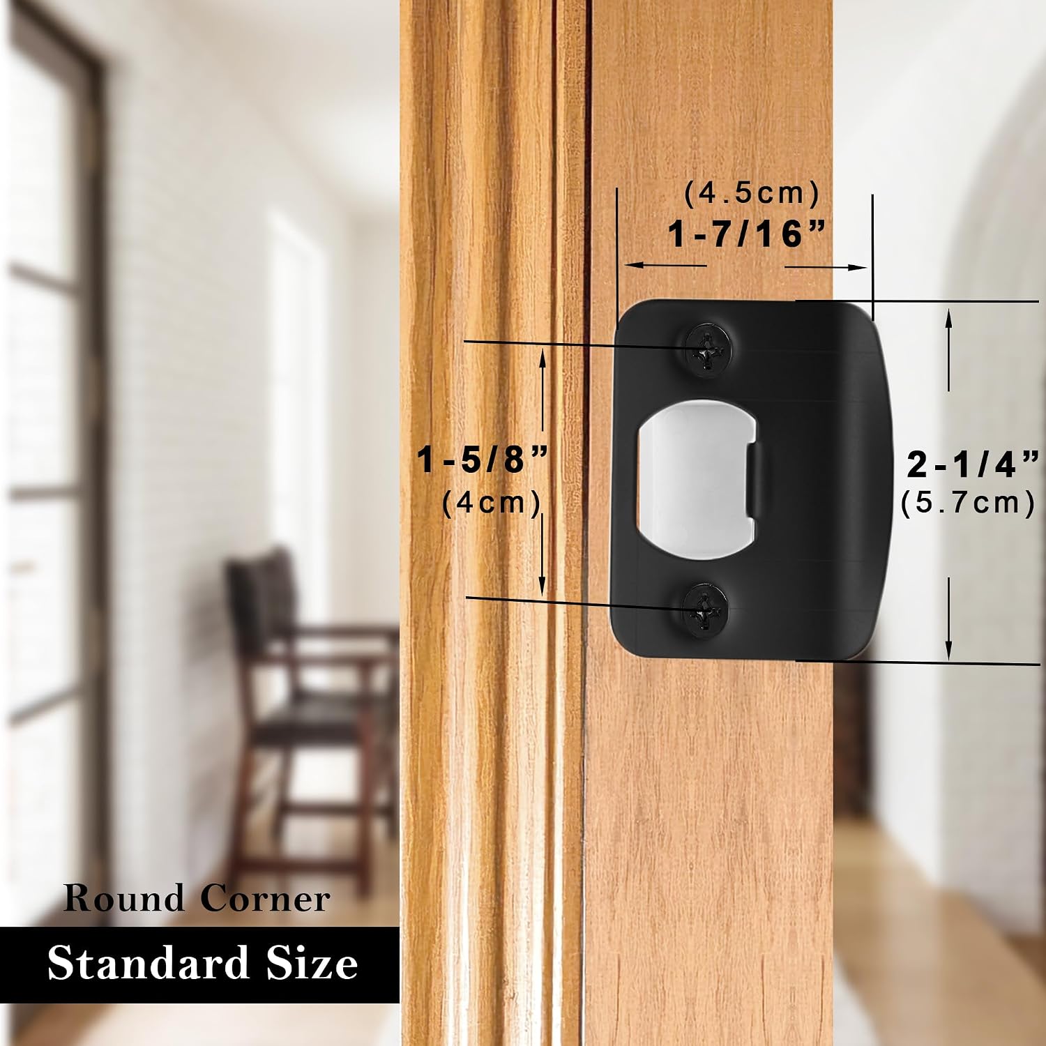 Door Strike Plate for Interior Doors, Matte Black, 1 Pack | 2-1/4"x1-3/4" Security Reinforcement Door Lock