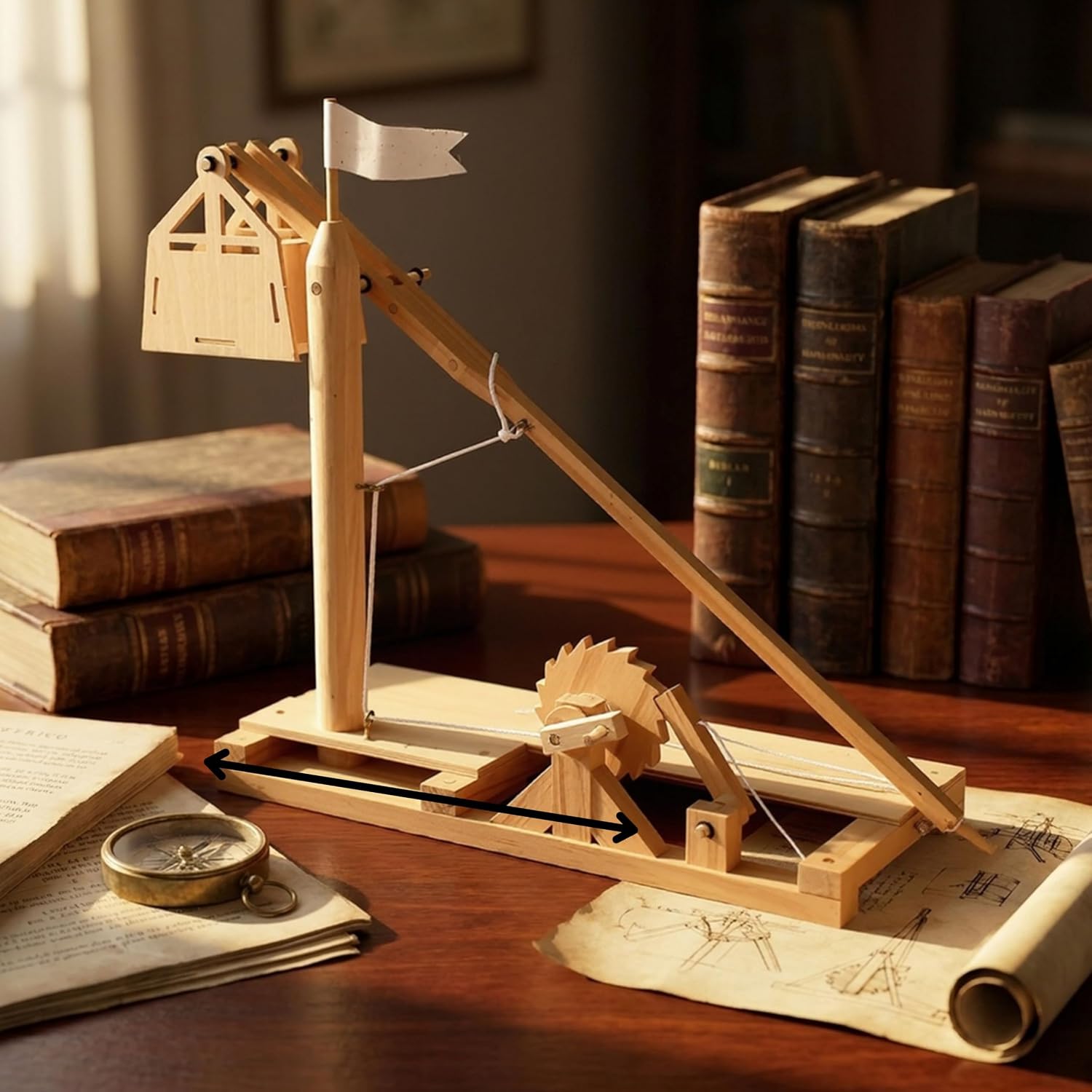 Leonardo da Vinci Trebuchet STEM Kit – Build Your Own Medieval Siege Engine – Educational Wooden Model for Teens &