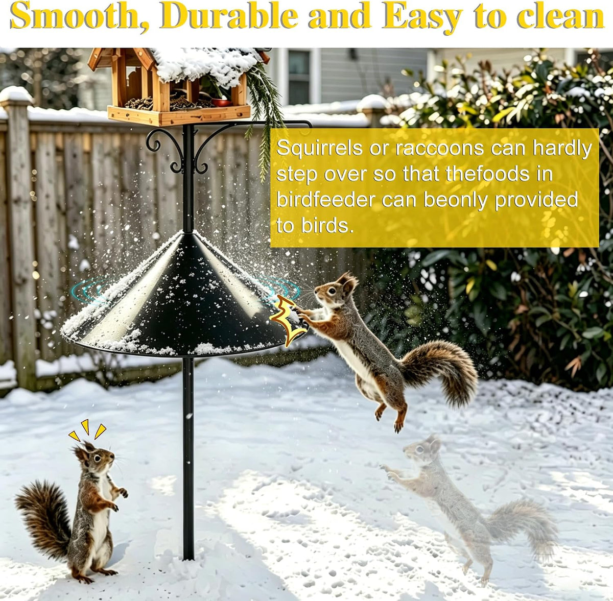 19 Inch Wide Black Squirrel Baffle for Bird Feeder Pole,Squirrel Proof for Outdoor Pole Mount Bird House Guard for