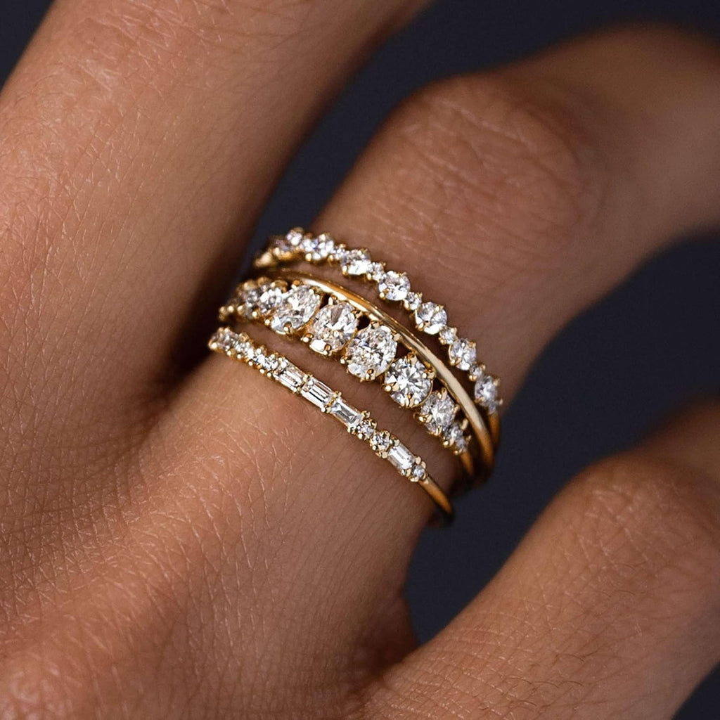 Stackable Gold Rings for Women Non Tarnish Dainty 14K Gold Plated Stacking Cubic Zirconia Thumb Ring Set Trendy