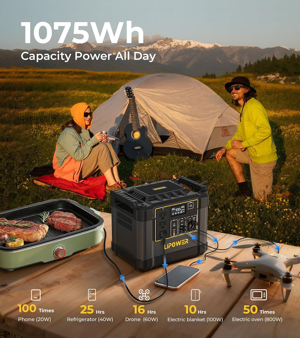 1075Wh Solar Generator, 200W Solar Panel, 1200W Portable Power Station | 1075Wh LiFePO4 Solar Generator,1200W Pure