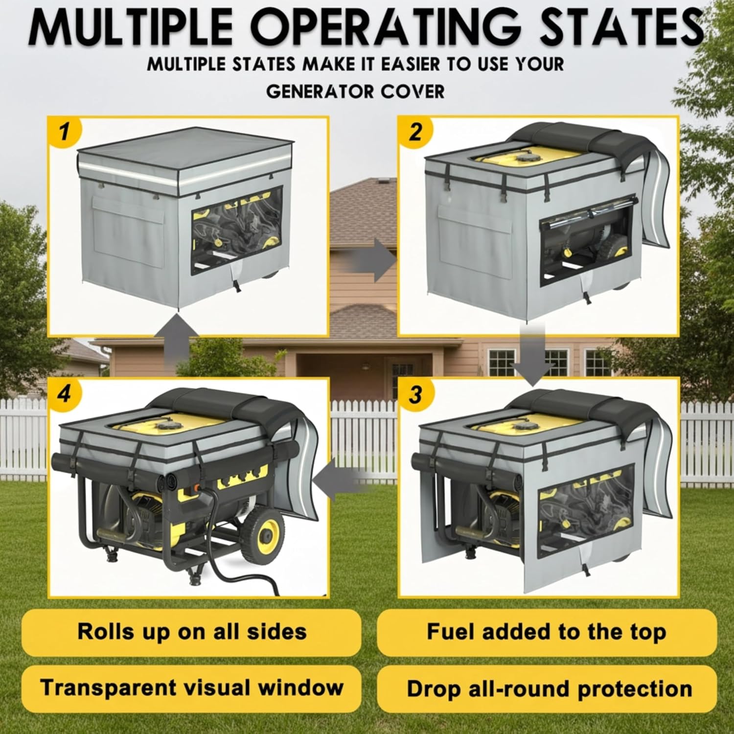 Generator Covers While Running, 32"L x 24"W x 24"H Heavy Duty Waterproof Generator Covers for Outside, Compatible