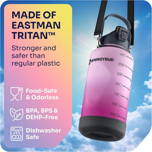 1 Gallon Water Bottle with 128 oz Capacity - Motivational Time Markers for Daily Hydration Goals - Leakproof BPA Free