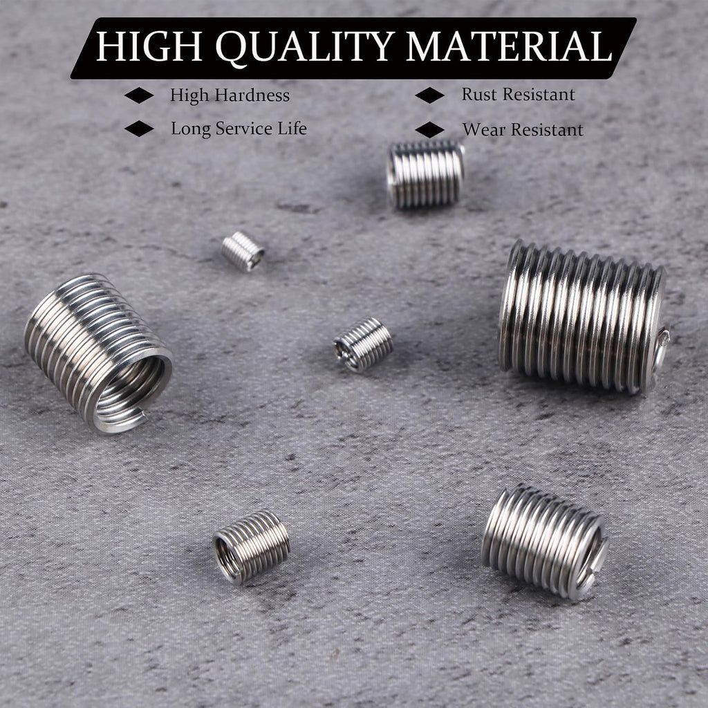 Metric Thread Repair Inserts, 140-Pcs 304 Stainless Steel, M3-M12