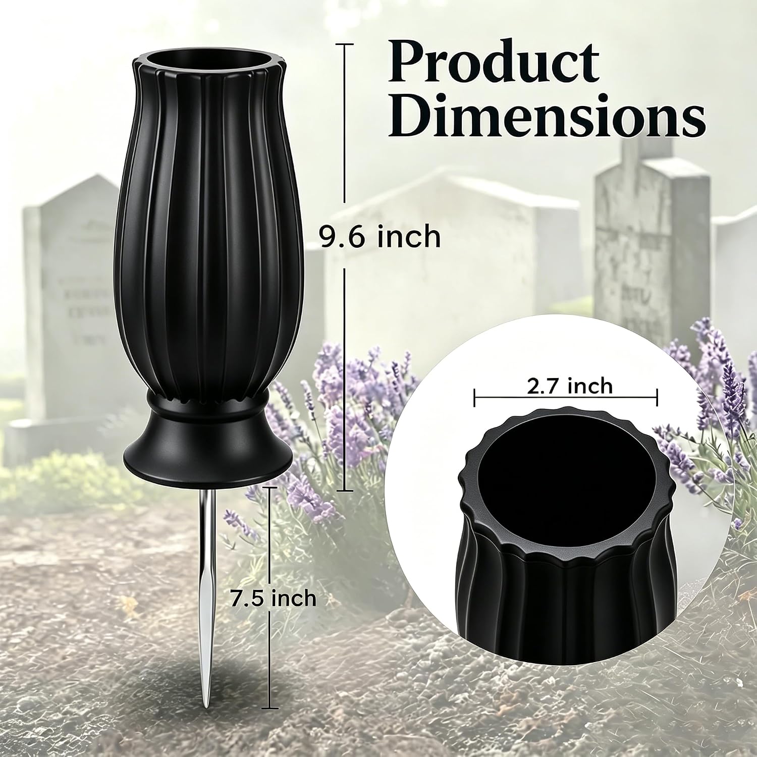 Grave Vases for Cemetery with Metal Spikes and Drainage Holes,Cemetery Vases for Headstones Memorial Gifts Loss of