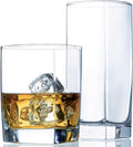 Square Everyday Drinking Glasses - Set of 16 Kitchen Drinkware Glass Cups.