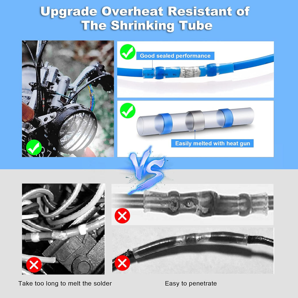 Heat Shrink Solder Seal Wire Connectors Kit 120PCS, Waterproof Butt Connector Heat Shrink Electrical Terminals