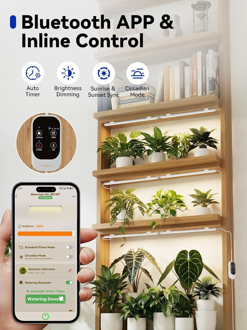 Grow Lights for Indoor Plants, LED Grow Light Bar Full Spectrum | 48W Grow Light Strips with App Control, Auto Timer
