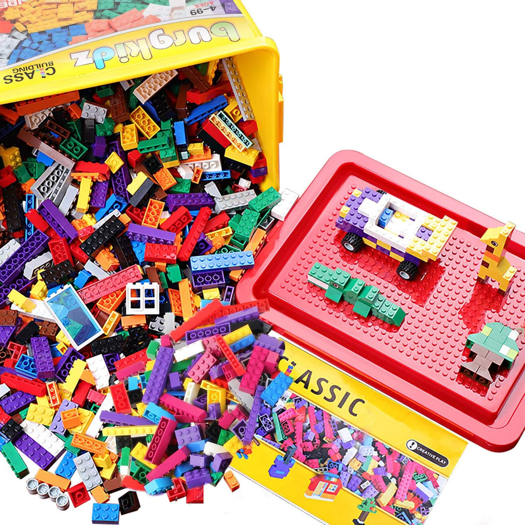 Building Blocks Set with Storage Box and Lid Baseplate: 568 Pieces Classic Bricks Compatible with Major Brands