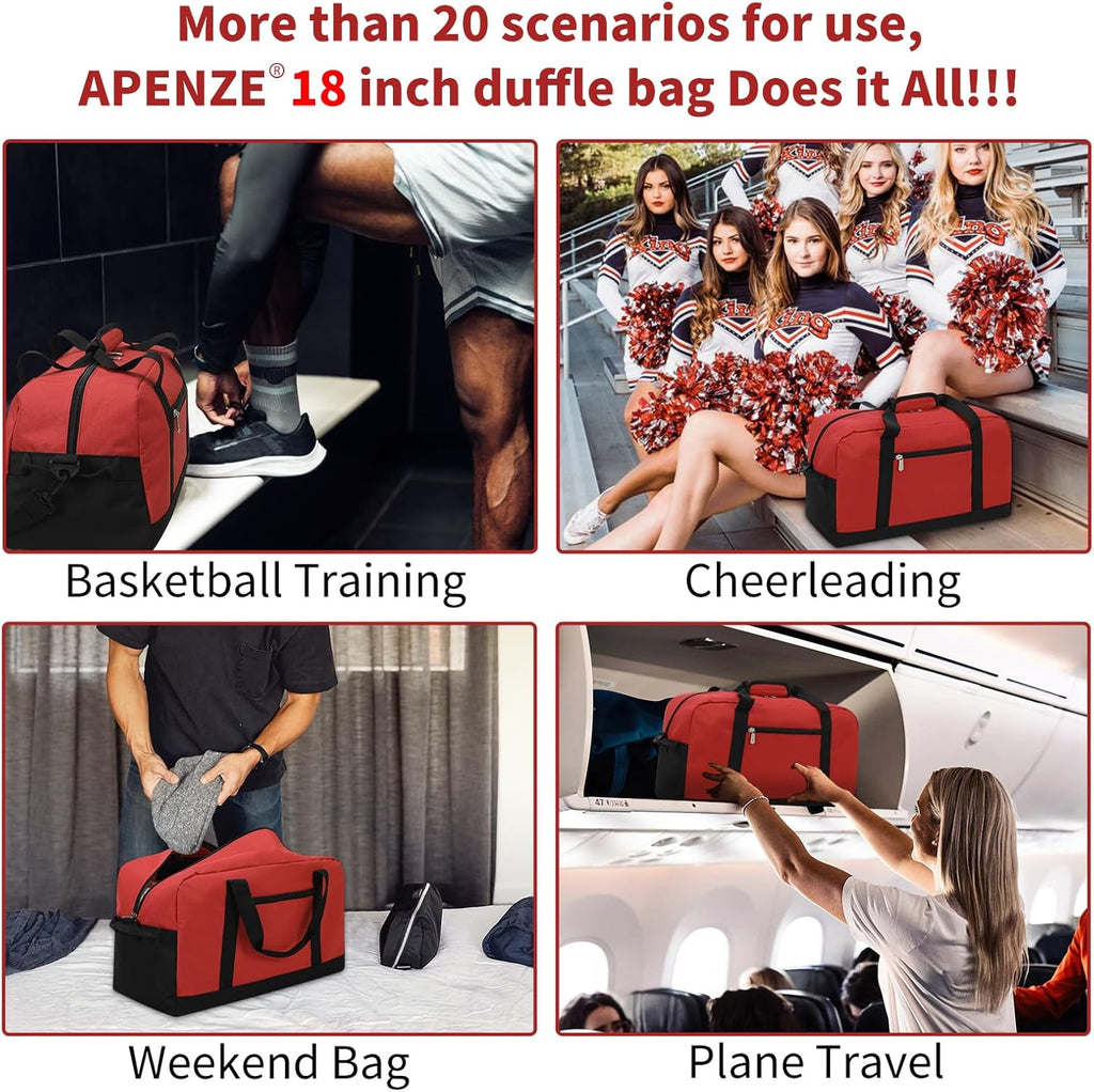 Small Gym Bag 18 inch Carry On Duffel Bag for Weekender Travel - Red
