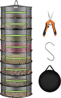8-Layer Mesh Drying Rack Hanging Design with Green Zippers for Dehydrating, Indoor and Outdoor Pruning Shears Included