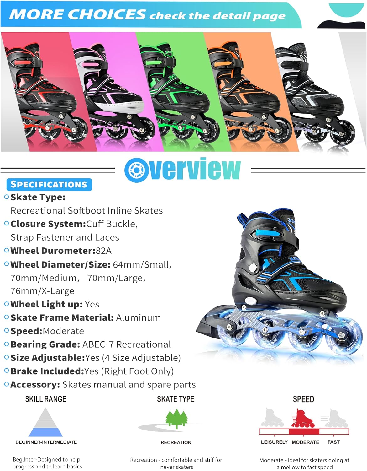 Torinx Inline Skates for Kids Boys Girls Ages 5-8 8-12 4-6 6-12 with Light Up Wheels, Adjustable Kids Roller Skates