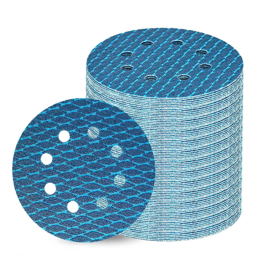 Orbital Sander Sandpaper 5 Inch 8 Hole Sanding Disc Hook and Loop Pads Sand Paper 60 Grit for Wood Metal 70 PCS Blue