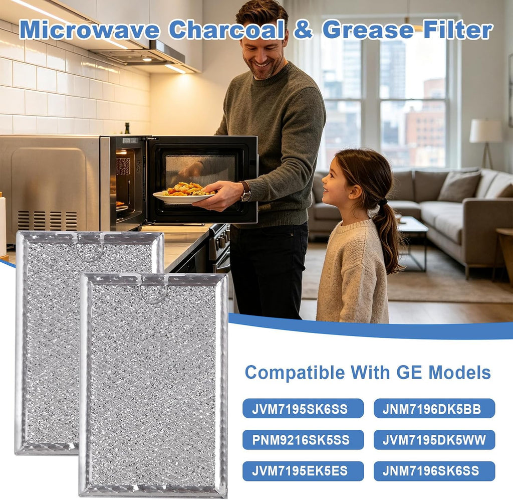 2 Pack Microwave Charcoal & Grease Filters Compatible with GE JVM7195SK6SS