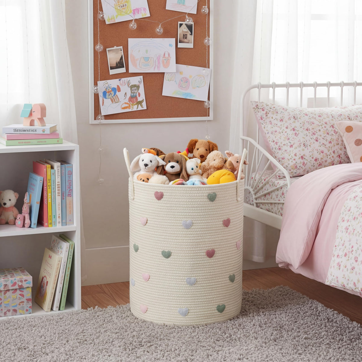 Macaron Heart Nursery Hamper Cotton Rope Basket