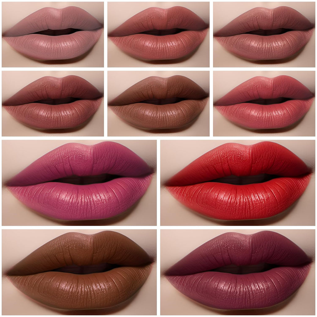 Matte Lip Crayon Set, 10PCS Lip Liner High Pigment Long Lasting Lipstick Pencil (SET A, 10 Count (Pack of 1))
