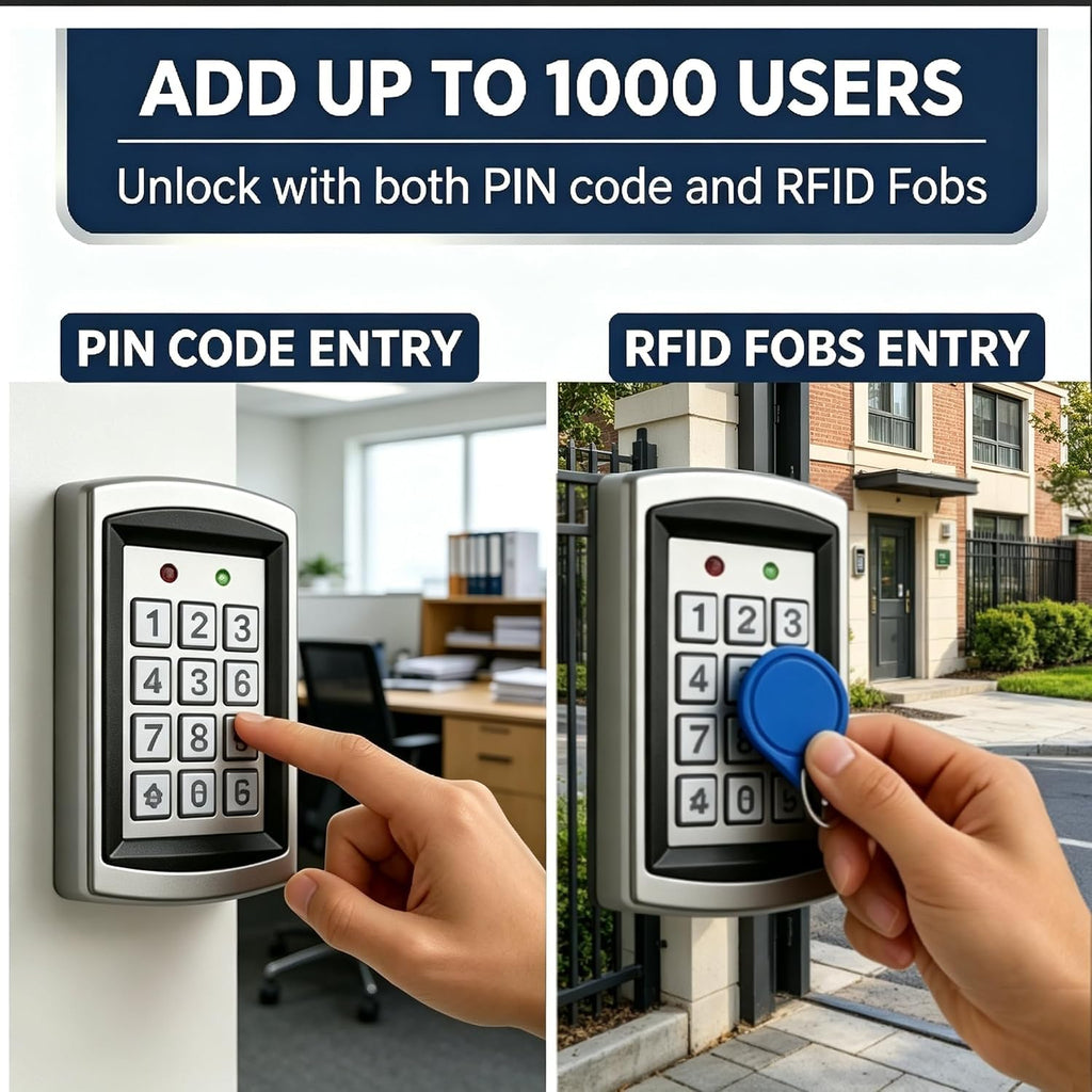 Fully Door Access Control System Kit, Backlit Keys,1000 Users,125KHz RFID Keypad +NC Electric Strike Lock +DC12V