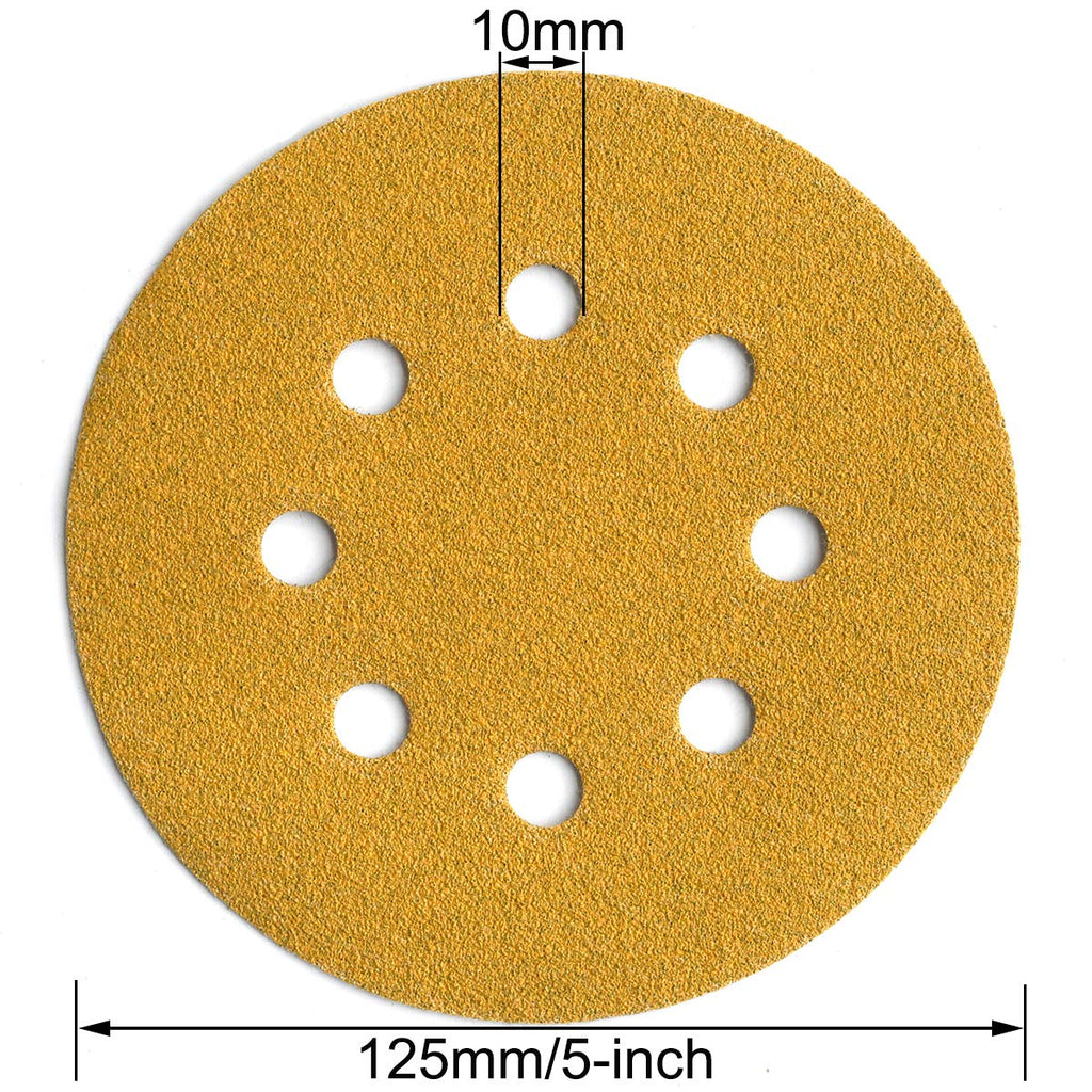 5-Inch 8-Hole Hook and Loop Sanding Discs 100-Grit, 100-Pack