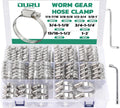 175PCS Hose Clamps Assortment Kit, Adjustable 1/4"-2"(6-51mm), 8 Sizes | 304 Stainless Steel, Rust Resistant, Worm