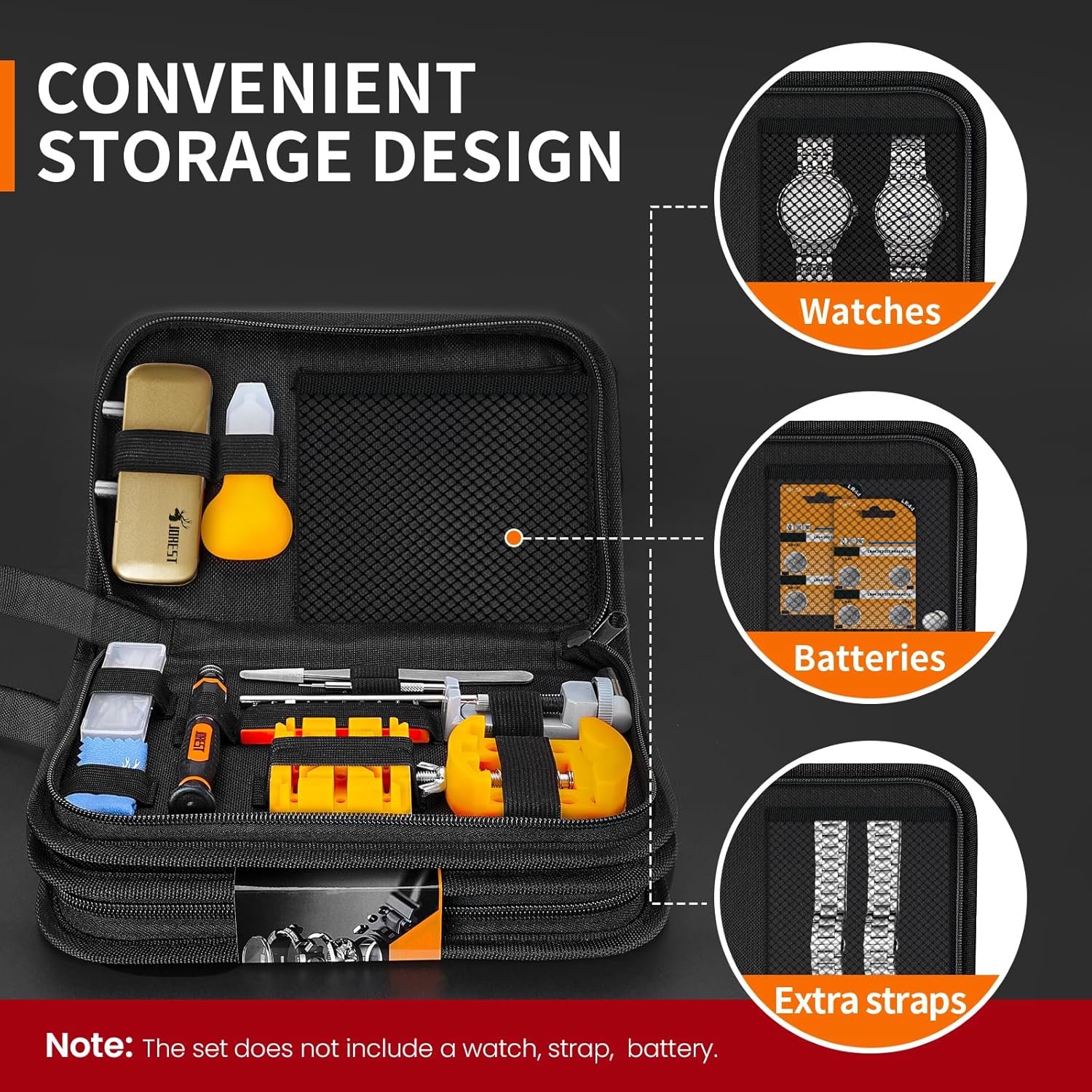 Watch Repair Tool Kit, Battery Replacement & Strap Adjustment, Wrench Opening Back Cover, Case Opener, Link Remover