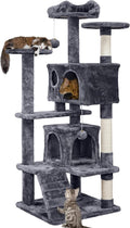 Yaheetech 54in Cat Tree, Multi-Level Cat Tower with Spacious Kitten-ear Perch, 2 Cozy Caves, Scratching Posts