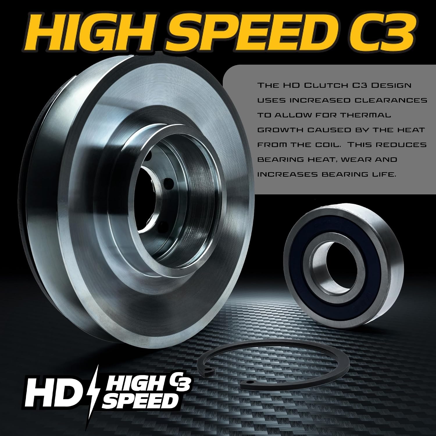 BIGBearing HiTorque 130ftlbs Solid Steel Billet Pulley Electric PTO Clutch TCA14535 5219-32 OEM Upgrade fits John