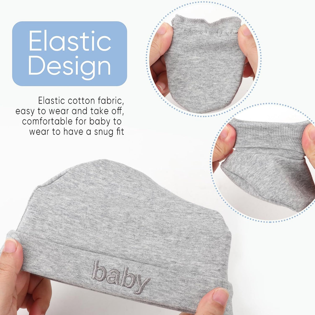 BQUBO Newborn Baby Hat Mittens Socks Set Infant Cotton Beanie Gloves Thick Warm Socks for 0-6 Months Boys Girls